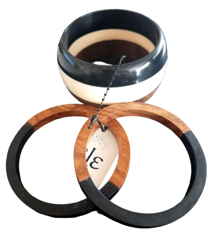 ble Βραχιόλι 3τμχ Κοκκάλινο Ιβουάρ-Καφέ-Μαύρο ble Φ7εκ. 5-45-747-0008 (Χρώμα: Μαύρο) - ble - 5-45-747-0008