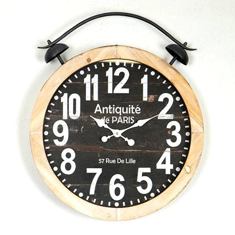 ESTHETI Ρολόι Τοίχου Ξύλινο-Μεταλλικό Natural-Λευκό-Μαύρο 50x6x60εκ. ESTHETI 753-13037 (Υλικό: Ξύλο, Χρώμα: Λευκό) - ESTHETI - 753-13037