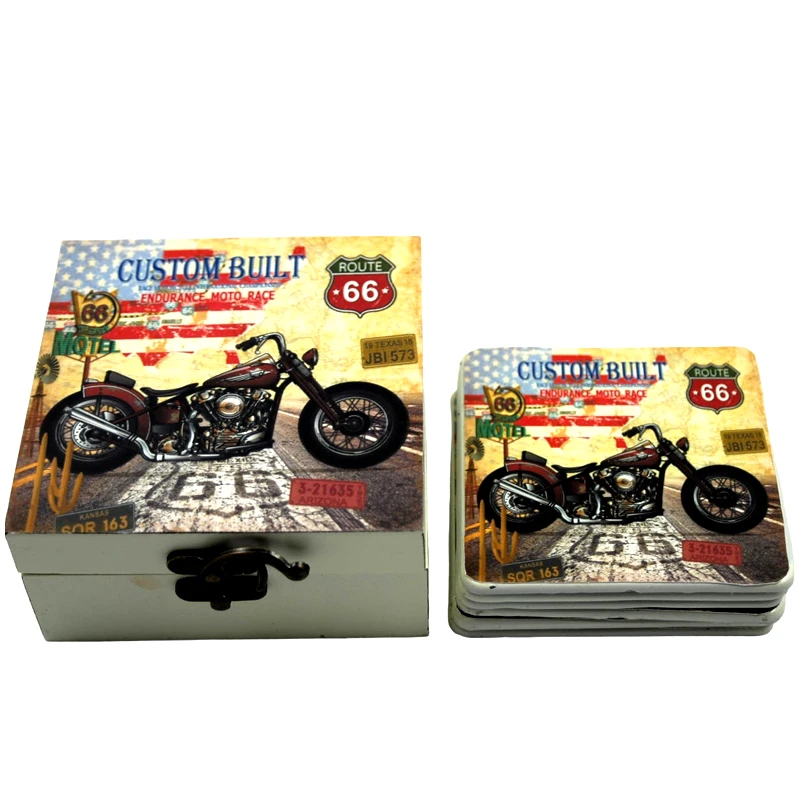 Royal Art Collection Σουβέρ Σετ 6τμχ Ξύλινα Μηχανή Μπεζ Με Κουτί Royal Art INX4/4474A (Υλικό: Ξύλο, Χρώμα: Μπεζ) - Royal Art Collection - INX4/4474A