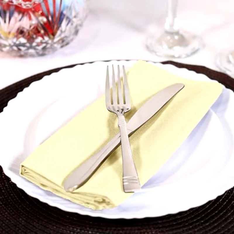 OEM Πετσέτα Φαγητού 50x50εκ. Polyester Plain Line Ivory (Σετ 24 Τεμάχια) (Ύφασμα: Polyester, Χρώμα: Ιβουάρ) - OEM - 5201847012408-2