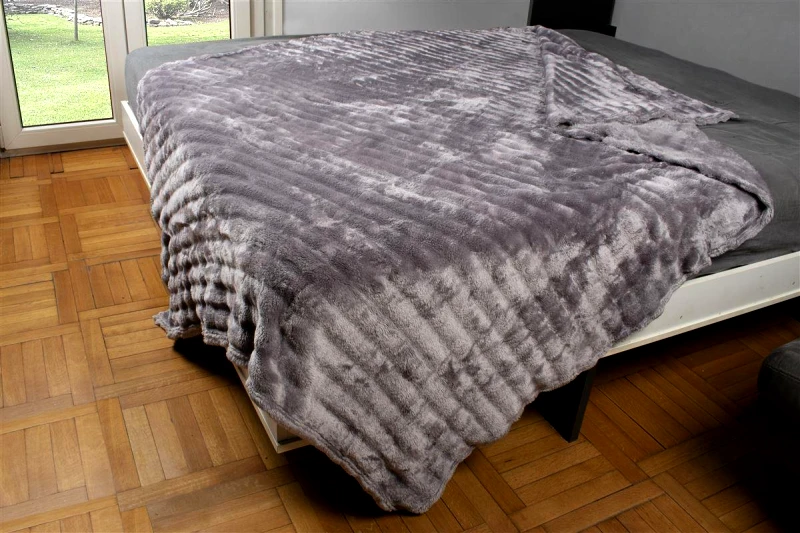 DimCol Κουβέρτα Coral Fleece Polyester Μονή 160x220εκ. Ριγέ 16 Grey DimCol (Ύφασμα: Polyester, Χρώμα: Γκρι, Μέγεθος: Μονά) - DimCol - 33432506003