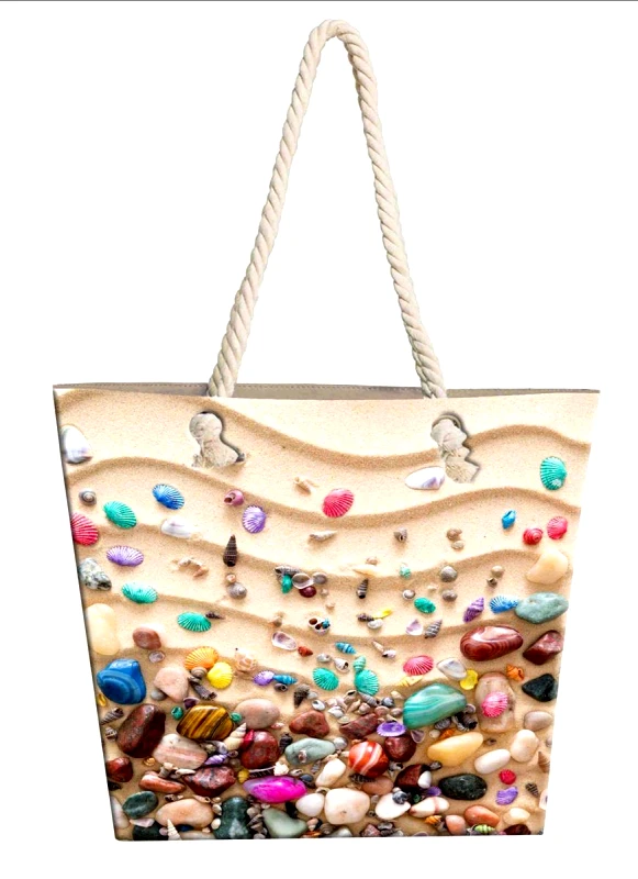 DimCol Τσάντα Θαλάσσης Polyester 40x45εκ. Pebbles 15 DimCol (Ύφασμα: Polyester) - DimCol - 33464307001