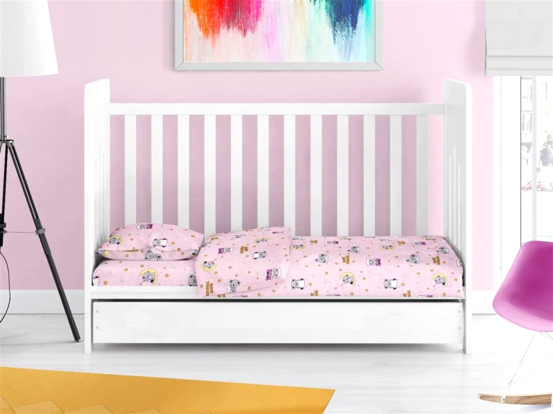 DimCol Σετ Σεντόνια 3τμχ Βαμβακερά Κούνιας 120x160εκ. Sweet Dreams 550 Pink Dimcol (Ύφασμα: Βαμβάκι 100%, Τύπος κατωσέντονου: Χωρίς Λάστιχο, Χρώμα: Ροζ, Μέγεθος: Σετ) - DimCol - 31112221032