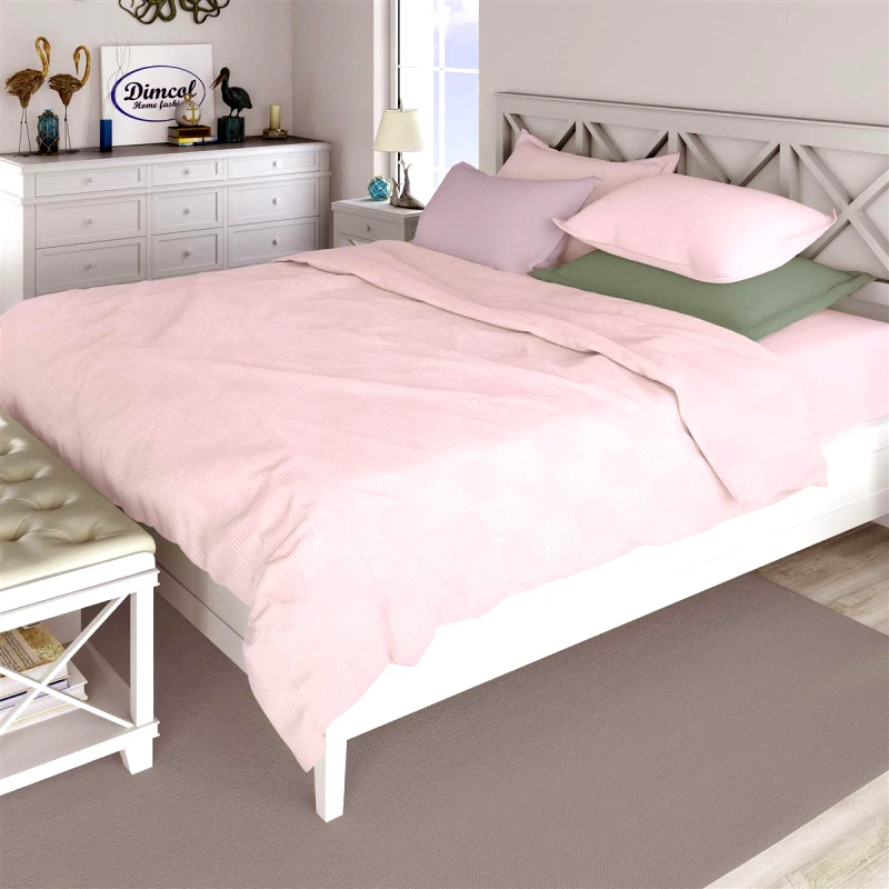DimCol Κουβέρτα Πικέ Βαμβακερή Υπέρδιπλη 220x250εκ. Pink DimCol (Ύφασμα: Βαμβάκι 100%, Χρώμα: Ροζ, Μέγεθος: Υπέρδιπλα) - DimCol - 33122669006