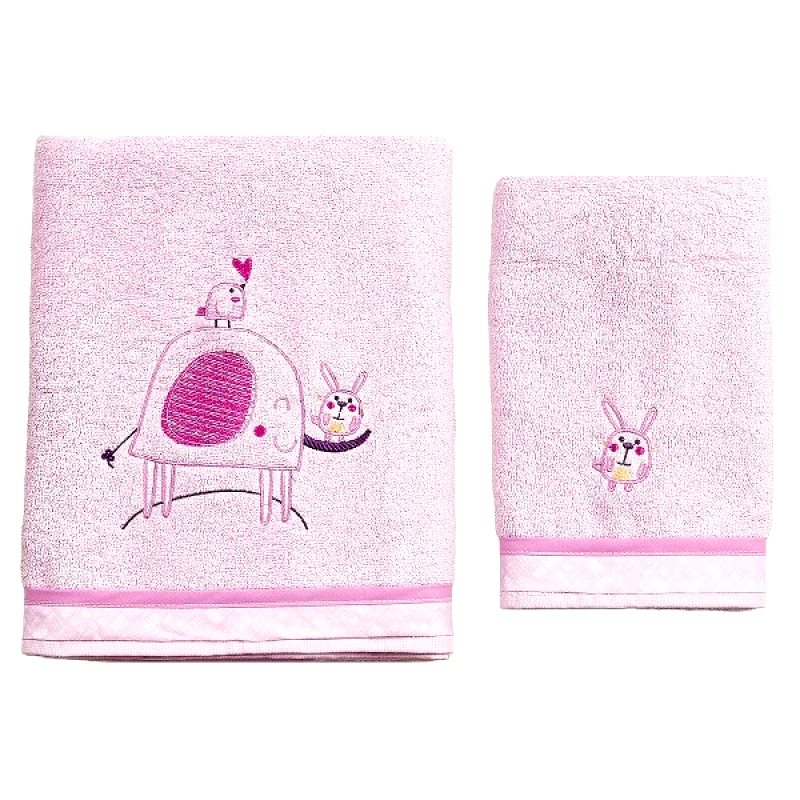 Ο Κόσμος του Μωρού Σετ Πετσέτες 2τμχ Μπεμπέ Βαμβακερές Elephant Ροζ 59021 (Ύφασμα: Βαμβάκι 100%, Χρώμα: Ροζ) - Ο Κόσμος του Μωρού - 5205626590217