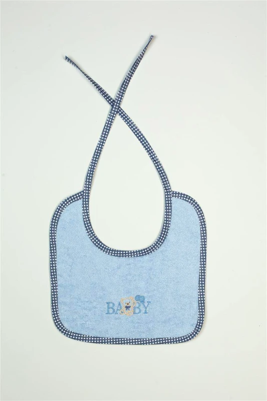 DimCol Σαλιάρα Βαμβακερή Με Κέντημα Baby Bear 161 25x25εκ. Σιέλ DimCol (Σετ 6 Τεμάχια) (Ύφασμα: Βαμβάκι 100%, Χρώμα: Σιέλ) - DimCol - 31140718016