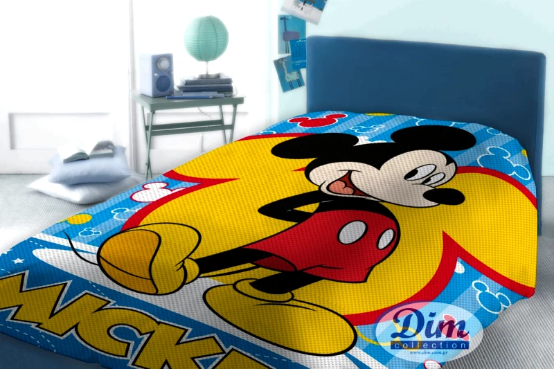 Disney Κουβέρτα Μονή Πικέ 160x240εκ. Mickey 565 Digital Print Disney Dimcol (Ύφασμα: Βαμβάκι 100%, Χρώμα: Μπλε) - Disney - 2120415201056599