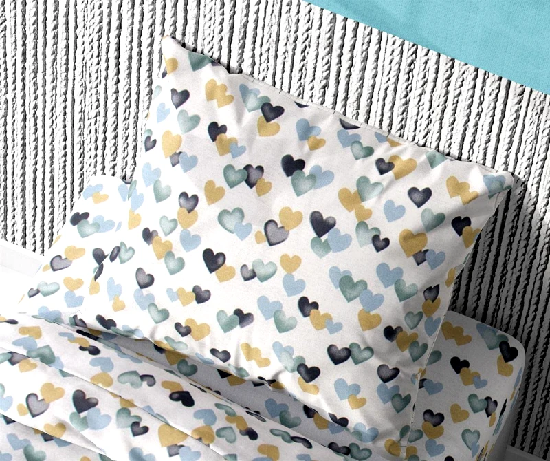 DimCol Μαξιλαροθήκη Φάκελος Βαμβακερή 50x70εκ. Hearts 11 Grey-Green DimCol (Ύφασμα: Βαμβάκι 100%, Χρώμα: Γκρι) - DimCol - 1925813107801188