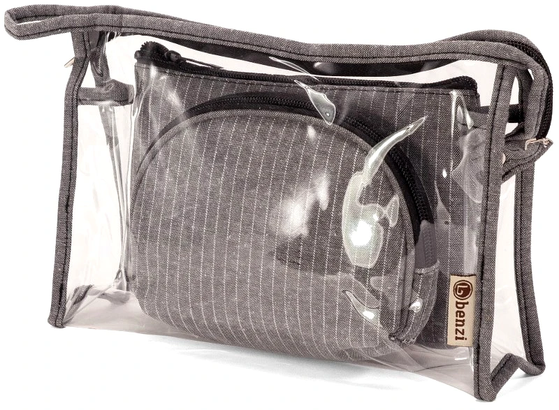 benzi Νεσεσέρ Σετ 3τμχ Polyester-Pvc benzi 25x7x15εκ. 5625 Grey (Ύφασμα: Polyester, Υλικό: PVC, Χρώμα: Γκρι) - benzi - BZ5625-grey