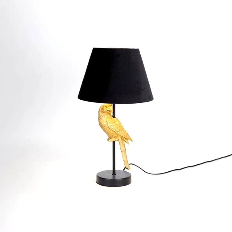 ESTHETI Φωτιστικό Επιτραπέζιο Polyresin-Βελούδινο Παπαγάλος Χρυσό-Μαύρο 12x33εκ. ESTHETI 757-10013 (Ύφασμα: Βελούδο, Υλικό: Polyresin, Χρώμα: Μαύρο) - ESTHETI - 757-10013