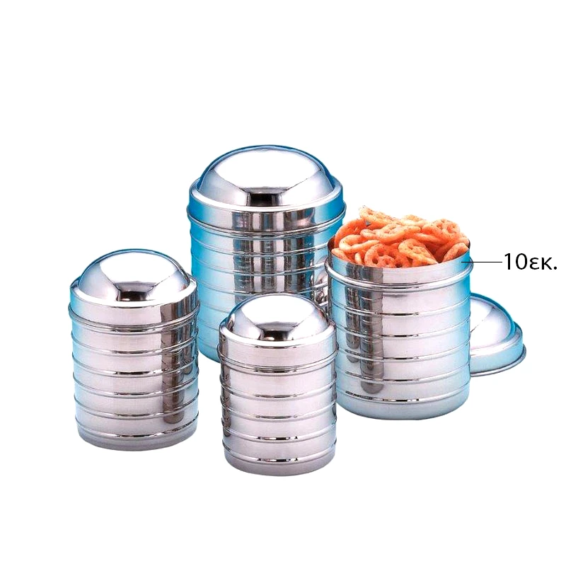 VELTIHOME Δοχείο Αποθήκευσης Ανοξείδωτο 10εκ. Veltihome 690748 (Υλικό: Ανοξείδωτο) - VELTIHOME - 690748