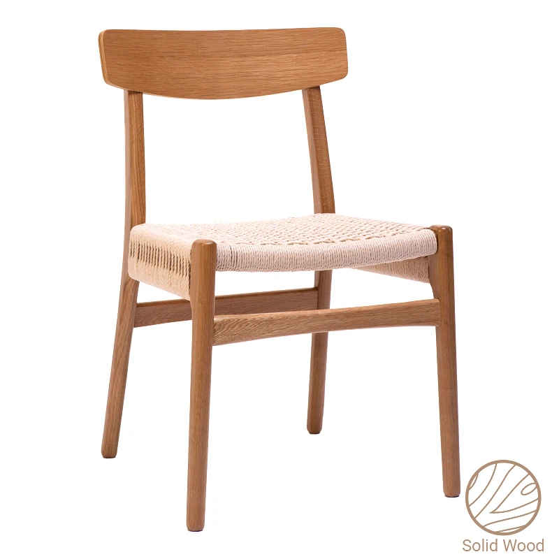 PAKO WORLD Καρέκλα Safal pakoworld oak δρυς ξύλο-έδρα εκρού σχοινί 51x50x78εκ (Σετ 2 Τεμάχια) - PAKO WORLD - 281-000003