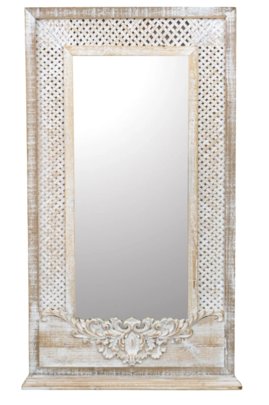 ZEN COLLECTION Καθρέπτης Τοίχου Ξύλινος Μπεζ Αντικέ 72,5x4,5x123,5εκ. Zen Collection 24.17.49783 (Υλικό: Ξύλο, Χρώμα: Μπεζ) - ZEN COLLECTION - 24.17.49783