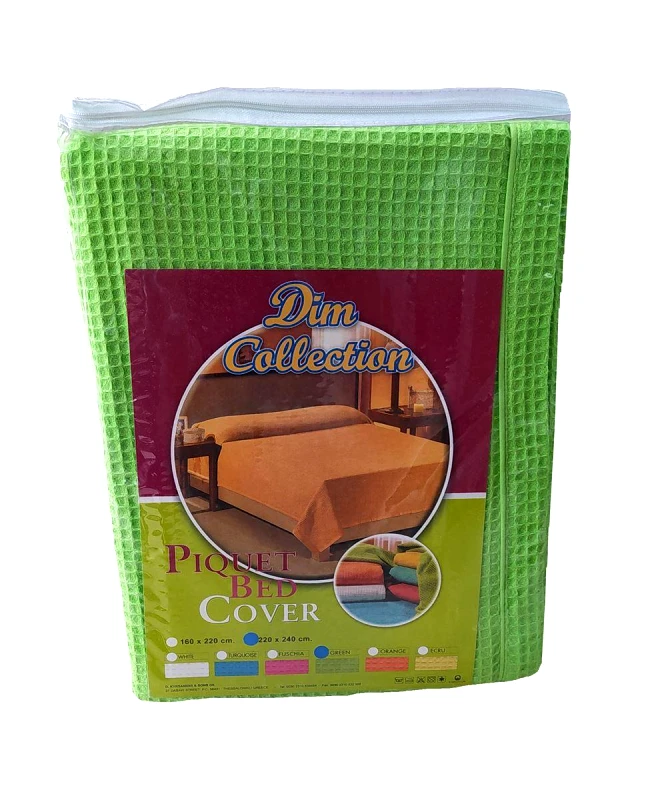 DimCol Κουβέρτα Πικέ Βαμβακερή Υπέρδιπλη 220x240εκ. Green DimCol (Ύφασμα: Βαμβάκι 100%, Χρώμα: Πράσινο ) - DimCol - 1830415530700081
