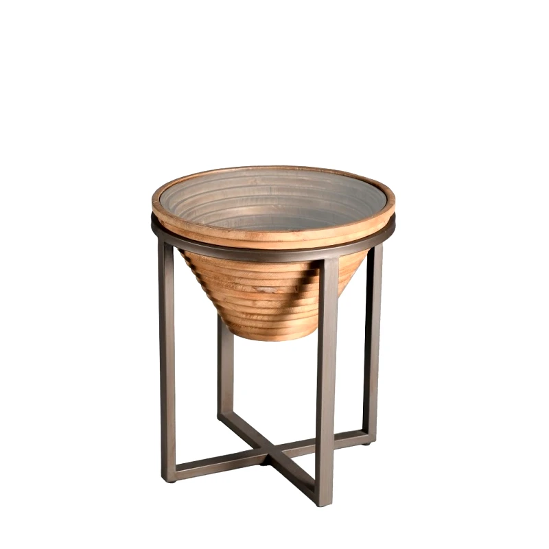 ESPIEL Τραπεζάκι Σαλονιού Μεταλλικό-Ξύλινο Έλατο-Γυάλινο ESPIEL Tempered 46x46x55,5εκ. JAM106 (Υλικό: Ξύλο) - ESPIEL - JAM106