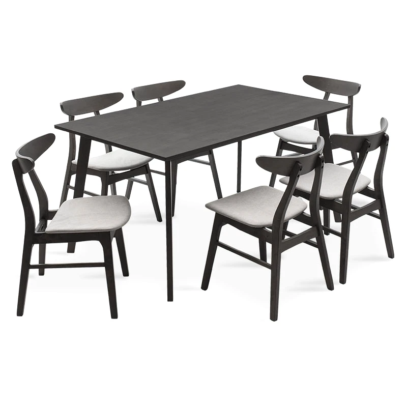 PAKO WORLD Tραπεζαρία Benson - Orlean pakoworld σετ 7τμχ rustic grey - ύφασμα γκρι 150x90x75εκ - PAKO WORLD - 200-000191