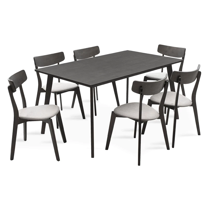 PAKO WORLD Tραπεζαρία Benson - Toto pakoworld σετ 7τμχ rustic grey - ύφασμα γκρι 150x90x75εκ - PAKO WORLD - 200-000193