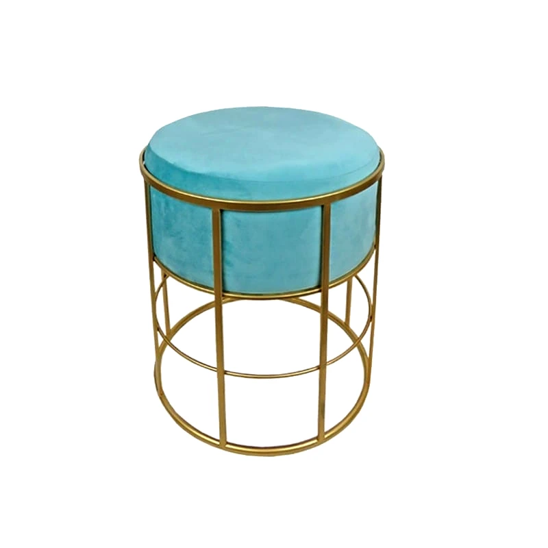 Art Et Lumiere Σκαμπώ Μεταλλικό-Βελούδινο Χρυσό-Γαλάζιο Art Et Lumiere 36x46εκ. 05788 (Υλικό: Μεταλλικό, Ύφασμα: Βελούδο, Χρώμα: Γαλάζιο ) - Art Et Lumiere - lumiere_05788