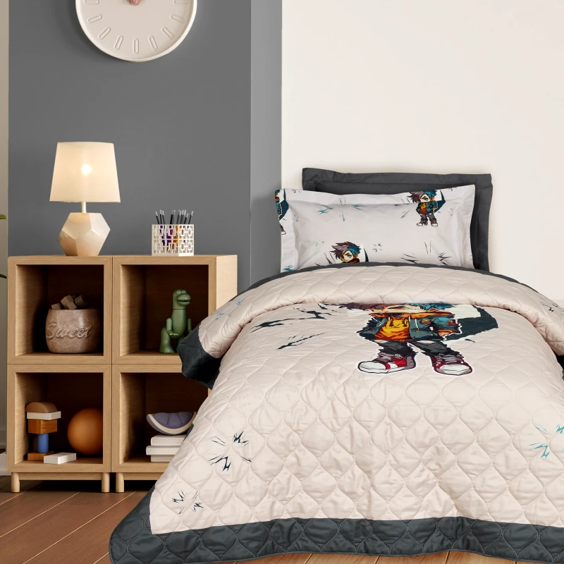 DAS KIDS Κουβερλί Microfiber Μονό 160x220εκ. Kid Line 4939 Μπεζ-Γκρι Das Kids (Ύφασμα: Microfiber, Χρώμα: Γκρι) - DAS KIDS - 402009104939