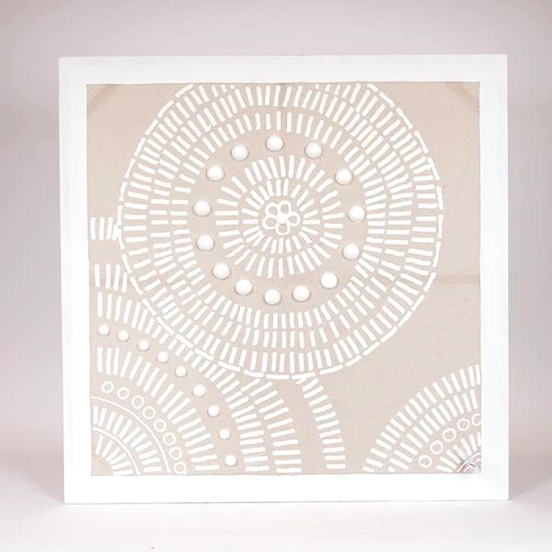 ESTHETI Πίνακας Καμβάς Κύκλοι Μπεζ-Λευκός 80x3x80εκ. ESTHETI 812-20038 (Ύφασμα: Καμβάς, Χρώμα: Λευκό) - ESTHETI - 812-20038