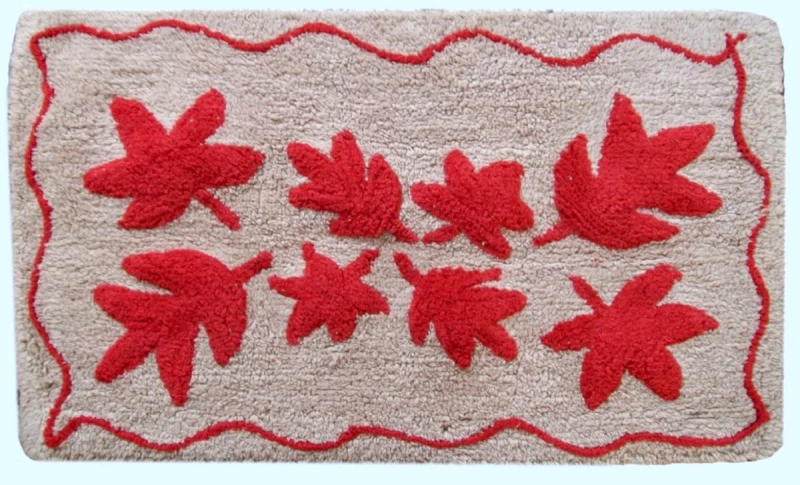 DimCol Ταπέτο Μπάνιου Βαμβακερό 50x85εκ. Φύλλο Beige Dimcol (Ύφασμα: Βαμβάκι 100%, Χρώμα: Κόκκινο) - DimCol - 1531713309700080