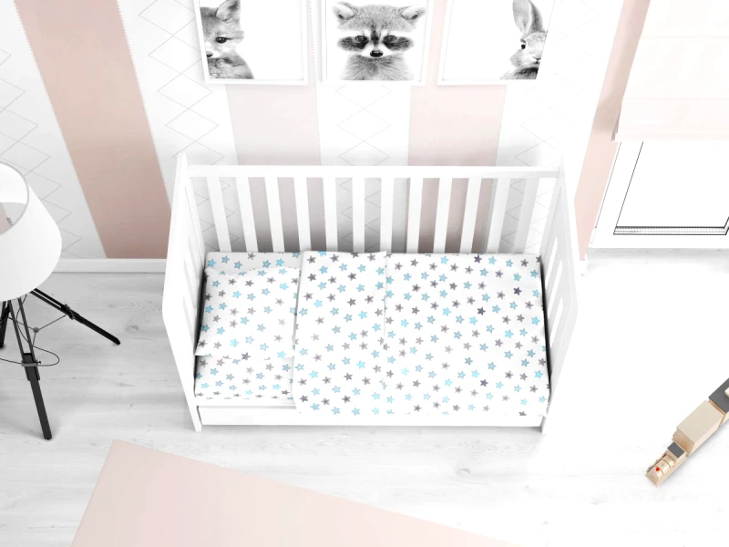 DimCol Παπλωματοθήκη Βαμβακερή Κούνιας 120x160εκ. Star 104 Sky Blue Dimcol (Ύφασμα: Βαμβάκι 100%, Μέγεθος: Κούνιας) - DimCol - 1915717607310482