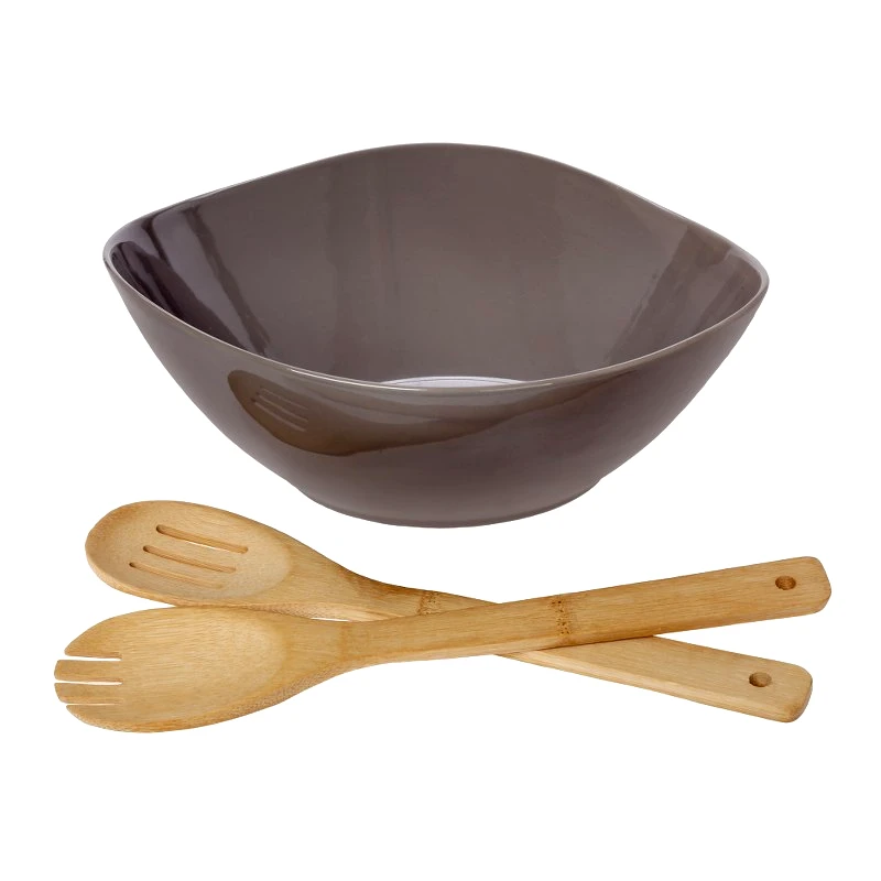CRYSPO TRIO Σαλατιέρα Πορσελάνης Με Σετ Κουτάλες Bamboo 29x11,5εκ. CRYSPO TRIO 26.000.933 (Υλικό: Πορσελάνη, Χρώμα: Γκρι) - CRYSPO TRIO - 26.000.933