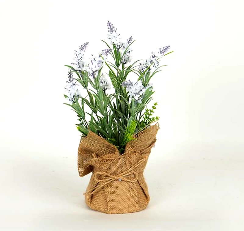 ESTHETI Γλαστράκι Λινάτσα Με Λεβάντα 36εκ. Λιλά-Natural ESTHETI 758-14012 (Σετ 3 Τεμάχια) (Χρώμα: Λιλά) - ESTHETI - 758-14012