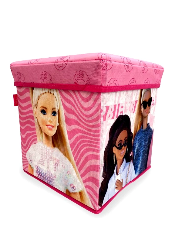 DimCol Κουτί-Σκαμπό Polyester Mattel Barbie 15 Pink 30x30x30εκ. DimCol (Ύφασμα: Polyester, Υλικό: Mdf, Χρώμα: Ροζ) - DimCol - 54462802010