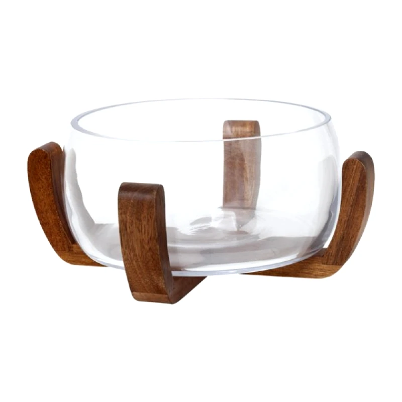 CRYSPO TRIO Σαλατιέρα Γυάλινη-Ξύλινη Ακακίας 22x11εκ. Cryspo Trio 65.000.221 (Υλικό: Ξύλο) - CRYSPO TRIO - 65.000.221