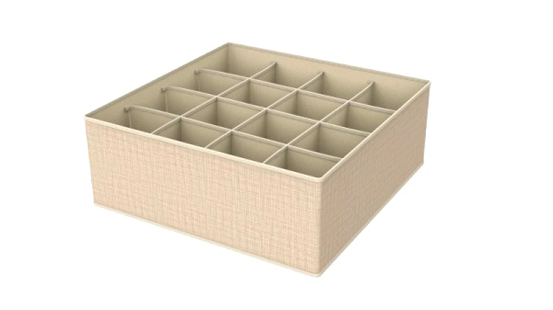 24home.gr Organizer Συρταριών 16 Θέσεων 32x32x12εκ. Polyester Μπεζ 2429465 (Ύφασμα: Polyester, Χρώμα: Μπεζ) - 24home.gr - 2429465