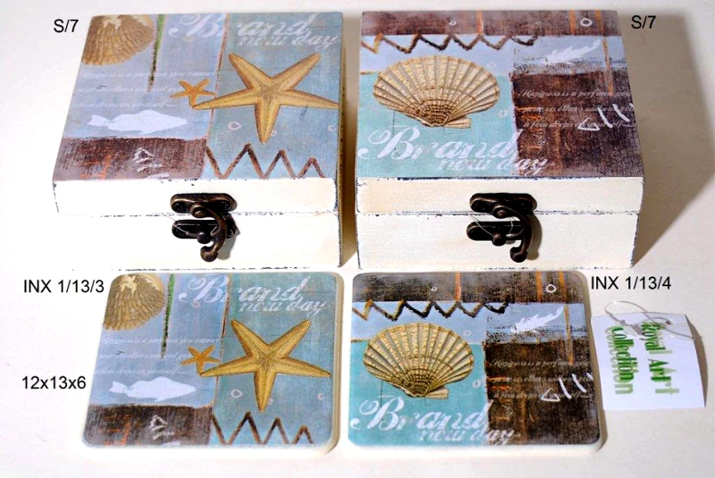 Royal Art Collection Σουβέρ Γυάλινα Σετ 6τμχ Σε Ξύλινο Κουτί 12x13x6εκ. Royal Art INX1/13/3 (Υλικό: Ξύλο) - Royal Art Collection - INX1/13/3