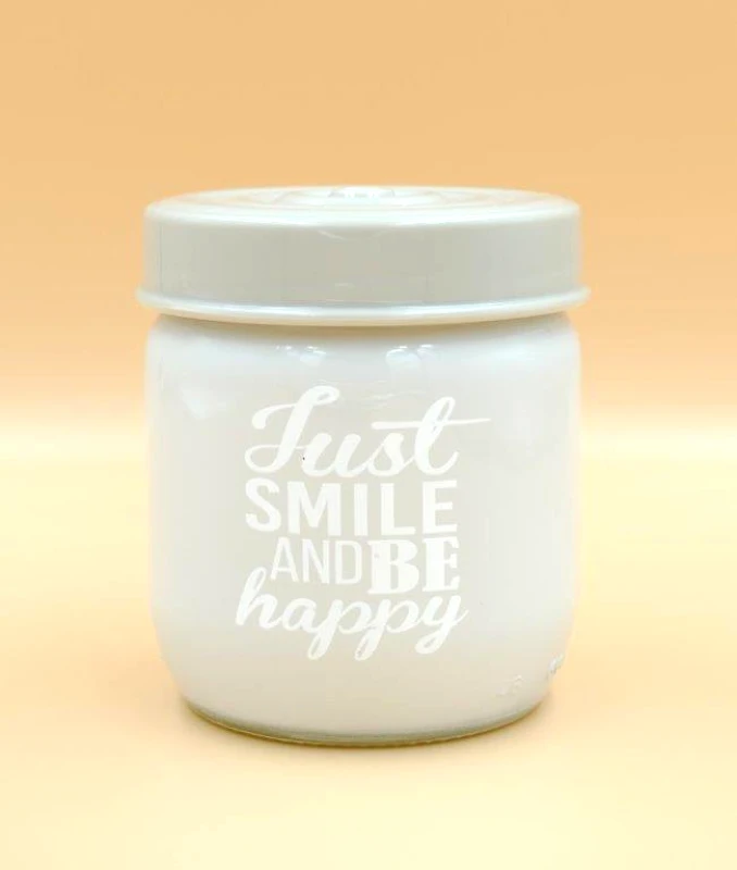 VELTIHOME Δοχείο Κουζίνας Γυάλινο 425ml Just Smile Veltihome 21-14635 Grey (Υλικό: Γυαλί, Χρώμα: Λευκό) - VELTIHOME - 21-14635-grey