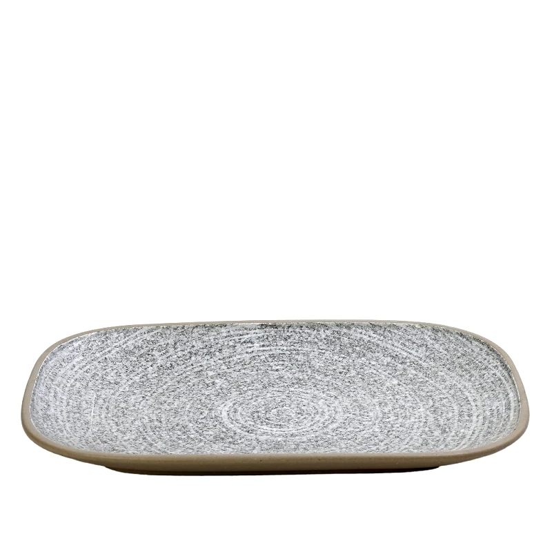 ESPIEL Πιατέλα Σερβιρίσματος Stoneware Γκρι Corsica ESPIEL 33,5x23x2,6εκ. VRA106K1 (Χρώμα: Γκρι, Υλικό: Stoneware) - ESPIEL - VRA106K1