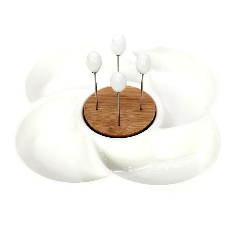 CRYSPO TRIO Σετ Ορντεβιέρα 4 Θέσεων Πορσελάνης Με Πηρουνάκια Lotos CRYSPO TRIO 65.000.132 (Υλικό: Πορσελάνη, Χρώμα: Λευκό) - CRYSPO TRIO - 65.000.132