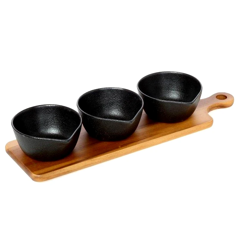 CRYSPO TRIO Σετ Μπωλάκι-Ντιπ 3 Θέσεων 34,5x10,3εκ. Acacia CRYSPO TRIO 65.000.205 (Χρώμα: Μαύρο) - CRYSPO TRIO - 65.000.205