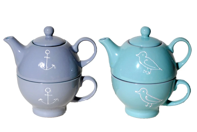 Royal Art Collection Σετ 2τμχ Τσαγιερό Με Φλυτζάνι Κεραμικό Royal Art 400ml VOB35140A/B (Υλικό: Κεραμικό, Χρώμα: Γκρι) - Royal Art Collection - VOB35140A/B