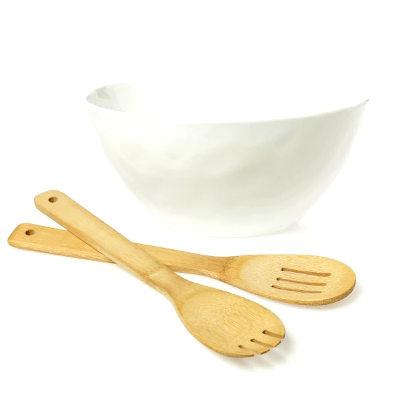 CRYSPO TRIO Σαλατιέρα Πορσελάνης Λευκή Με Σετ Κουτάλες Bamboo 26x12εκ. Magna CRYSPO TRIO 37.150.11 (Υλικό: Πορσελάνη, Χρώμα: Λευκό) - CRYSPO TRIO - 37.150.11