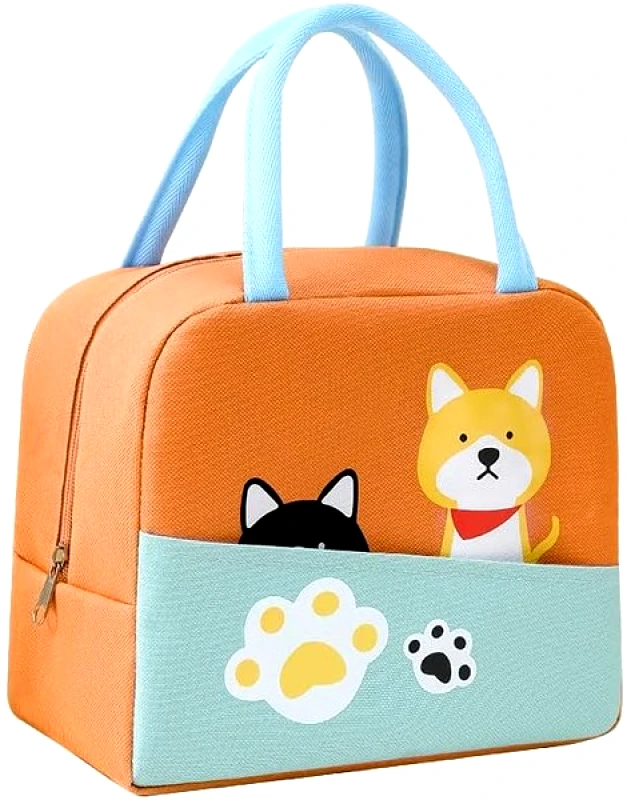 AMBER Τσάντα Φαγητού Ισοθερμική Παιδική 7lt Waterproof Oxford Orange Dogs 3D Amber 19x11x23εκ. AM3009-3 (Χρώμα: Πορτοκαλί) - AMBER - AM3009-3