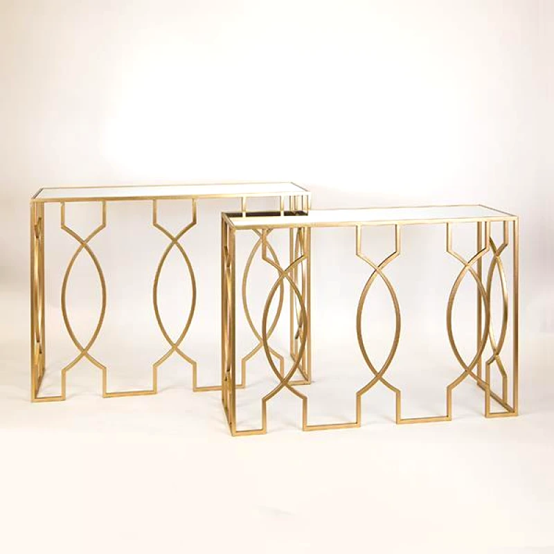 ESTHETI Κονσόλα Σετ 2τμχ Μεταλλική-Γυάλινη Χρυσή 107x35,5x79εκ./101,5x30,5x73,5εκ. ESTHETI 750-27015 (Υλικό: Μεταλλικό, Χρώμα: Χρυσό ) - ESTHETI - 750-27015