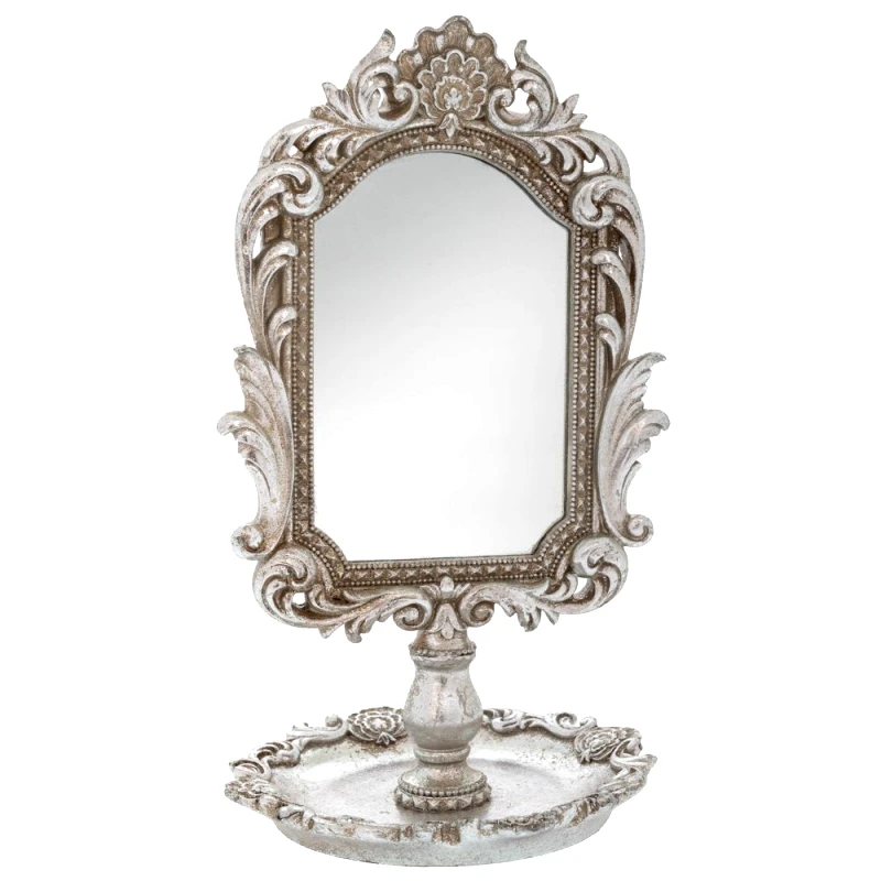 Iliadis Καθρέπτης Επιτραπέζιος Polyresin Vintage Ασημί 16x15,5x27εκ. iliadis 89727 (Υλικό: Polyresin, Χρώμα: Ασημί ) - Iliadis - il_89727