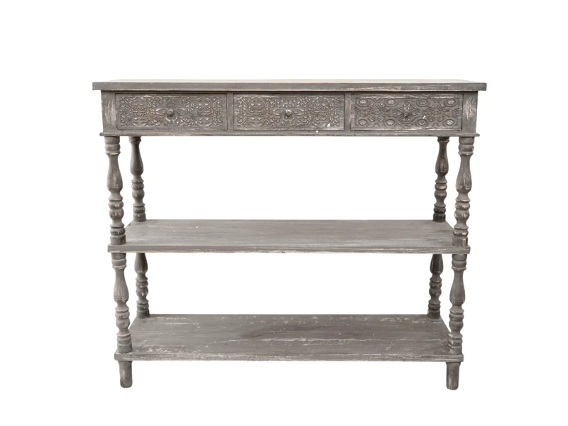 ZEN COLLECTION Κονσόλα Ξύλινη Με Ράφια Αντικέ Γκρι 120x40x97εκ. Zen Collection 25.29.51765 (Υλικό: Ξύλο, Χρώμα: Γκρι) - ZEN COLLECTION - 25.29.51765