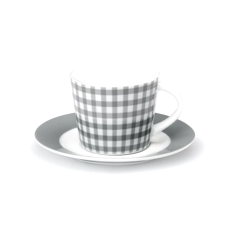 CRYSPO TRIO Φλυτζάνι Με Πιατάκι Πορσελάνης Τσαγιού 220ml Fino Grey 103 CRYSPO TRIO 15.103.16 (Σετ 6 Τεμάχια) (Υλικό: Πορσελάνη, Χρώμα: Γκρι) - CRYSPO TRIO - 15.103.16