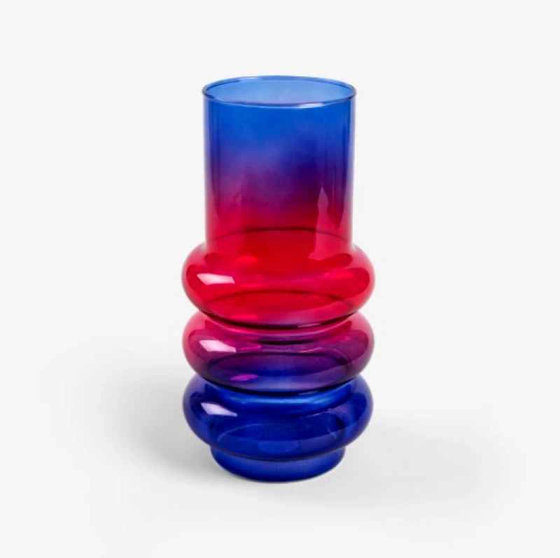 Homla Βάζο Γυάλινο Κόκκινο-Μπλε Ombre 11x26εκ. Circle Homla 236640 (Υλικό: Γυαλί, Χρώμα: Μπλε) - Homla - 236640