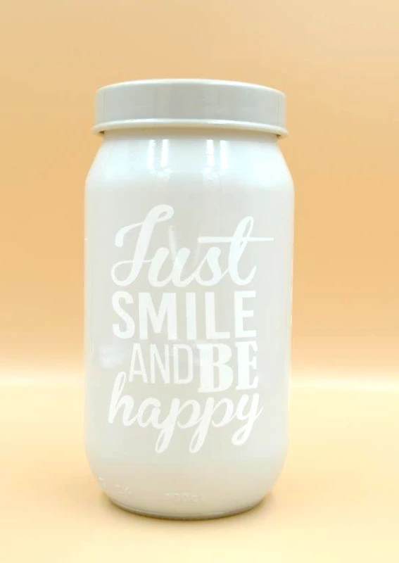VELTIHOME Δοχείο Κουζίνας Γυάλινο 1000ml Just Smile Veltihome 21-14637 Grey (Υλικό: Γυαλί, Χρώμα: Λευκό) - VELTIHOME - 21-14637-grey