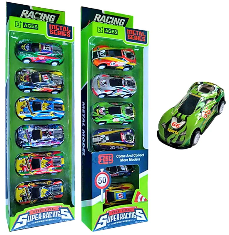 Toy Markt Σετ 6τμχ Μεταλλικά Αυτοκινητάκια Pull Back Σε Καρτέλα 9x4x30εκ. Toy Markt 70-2232 - Toy Markt - 70-2232