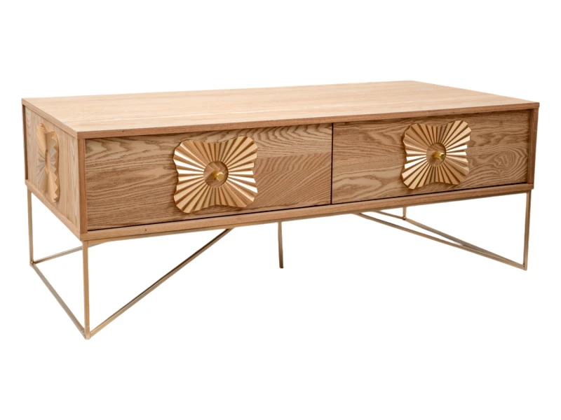 ZEN COLLECTION Τραπεζάκι Σαλονιού Ξύλινο-Μεταλλικό Καφέ-Χρυσό 120x60x45εκ. Zen Collection 24.39.51294 (Υλικό: Ξύλο, Χρώμα: Καφέ) - ZEN COLLECTION - 24.39.51294