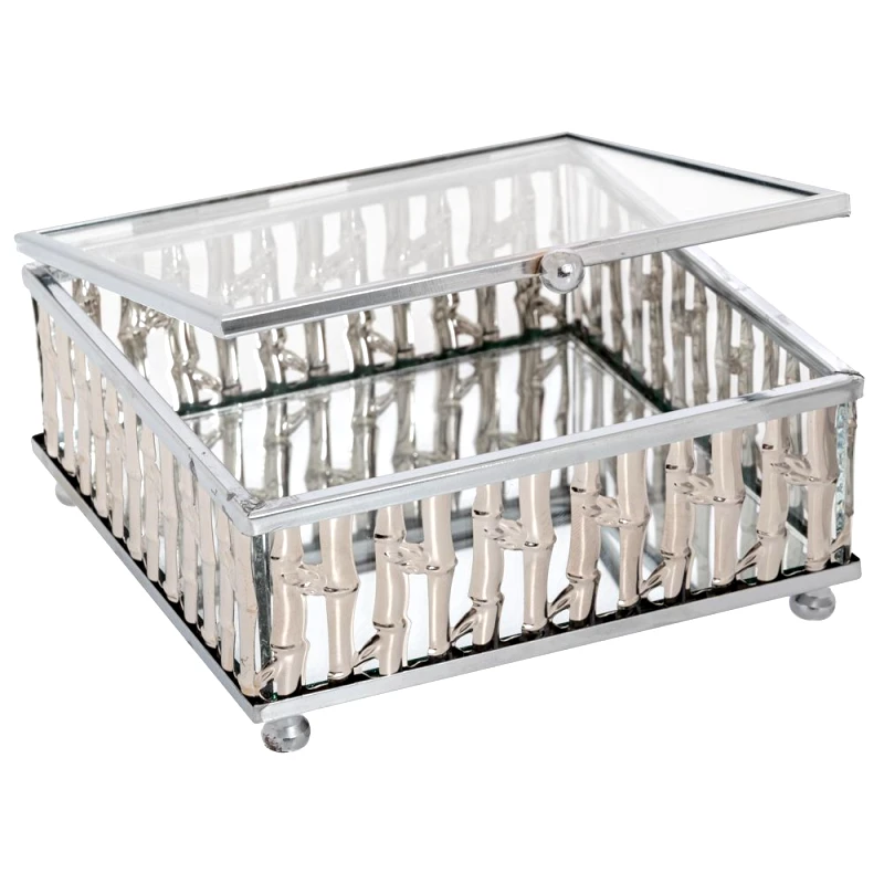 Iliadis Μπιζουτιέρα Με Καθρέπτη Μεταλλική Ασημί 12x12x5εκ. iliadis 89409 (Υλικό: Μεταλλικό, Χρώμα: Ασημί ) - Iliadis - il_89409