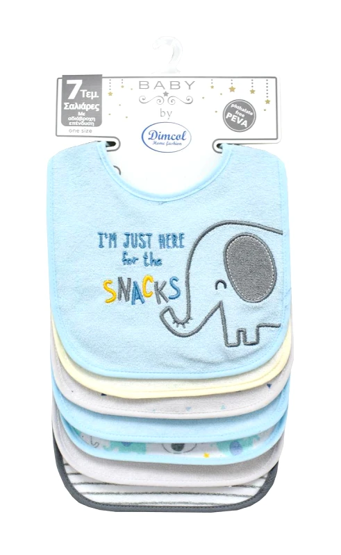 DimCol Σετ 7τμχ Σαλιάρες Polycotton Elephant 19 Sky Blue Dimcol (Ύφασμα: 60% Cotton - 40% Polyester, Χρώμα: Μπλε) - DimCol - 31300702003