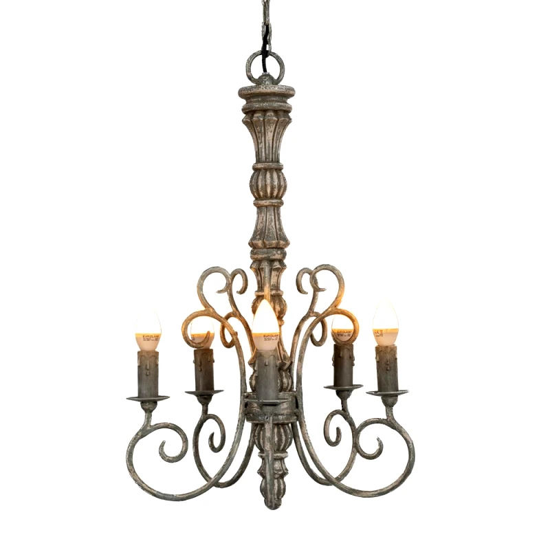 Iliadis Πολυέλαιος Οροφής Μεταλλικός Με 5 Λάμπες Vintage Φ45x65εκ. iliadis 88152 (Υλικό: Μεταλλικό, Χρώμα: Αντικέ) - Iliadis - il_88152